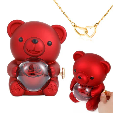 Shopifi™ Eternal Rose Bear with Engraved Pendant